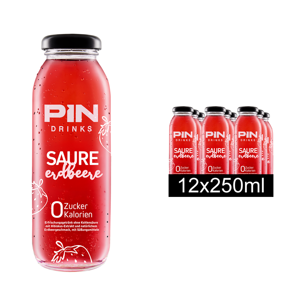 12 x SAURE ERDBEERE 250 ml Glass
