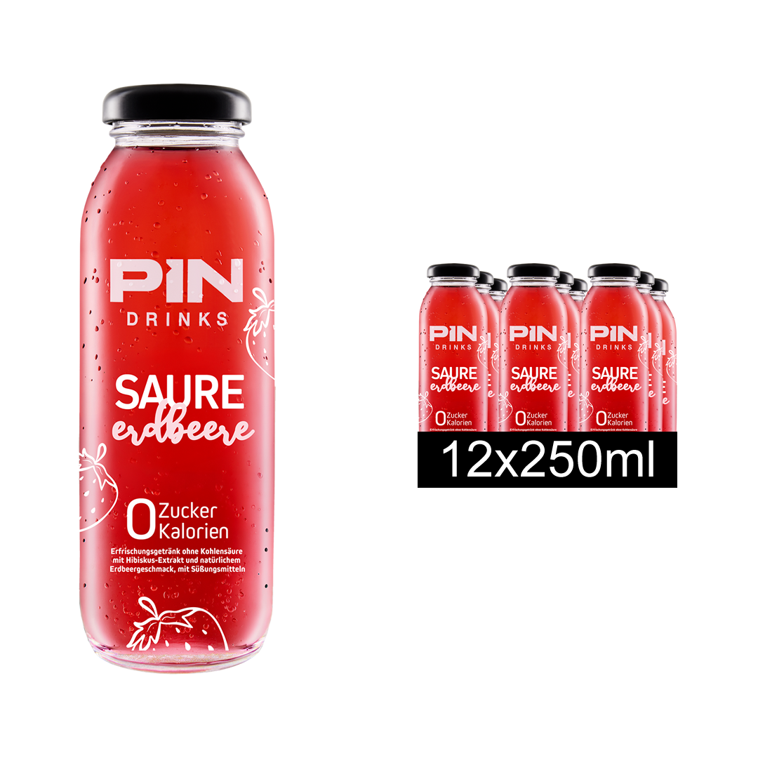 12 x SAURE ERDBEERE 250 ml Glass