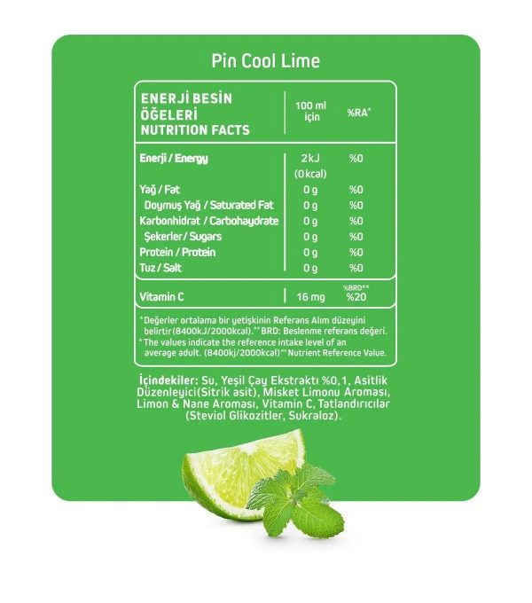 PIN Ayrılmaz Üçlü - Hibiskus Çayı & Cool Lime & Orange Mango - Şekersiz & Kalorisiz 250 ml X 24 adet