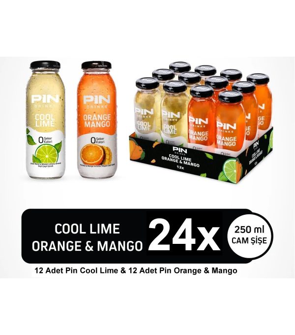 PIN Cool Lime & Orange Mango - Şekersiz & Kalorisiz 250 ml X 24 adet