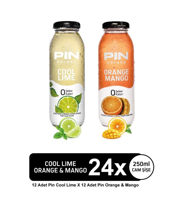 PIN Cool Lime & Orange Mango - Şekersiz & Kalorisiz 250 ml X 24 adet